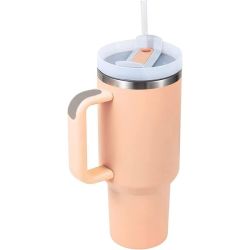 1.2L Tumbler Stainless Steel Vacuum Mug Cup With Handle Lid & Straw