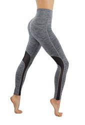 YOGA Codefit Power Flex Dry-fit Workout Leggings With Mesh Solid Color Print Pants L xl Usa 6-10 BYL602-GRAY