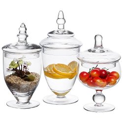 Clear 16 inch Stacking Food Storage, 3 Tier Cookie Candy Jars, MyGift  Apothecary Glass Container with Lid 