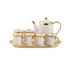 9 Piece Luxury Sublimation Ceramic Complete Tea Set With Pot &tray
