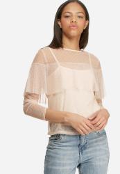 Dailyfriday Mesh Frill Blouse - Pale Pink