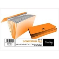 S1612 Foolscap Kraft Quality Concertina File 16 Compartments