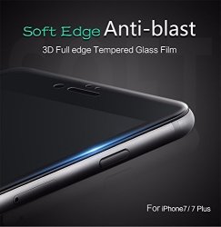 Ikazen 3D Soft Side Curved Edge Full Screen Tempered Glass Protector For Iphone 7 Plus - Black