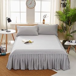 Battilo Home Polyester Fitted Valance Sheet Drop Frilled Valance Solid Color Bed Skirt Single double king super King Size Bed Cover Sheet
