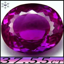 37.55CT Vivid Red Purple Lab Sapphire Vvs - Dazzling Oval Synthetic Corundum