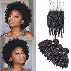 Deals on Afro Kinky Curly Weave Short Hairstyles Malaysian Hair 3 Bundles  With Lace Closure 100% Unprocessed 8A Virgin Hair Extensions 100G PC  8 10 12+10 | Compare Prices & Shop Online | PriceCheck