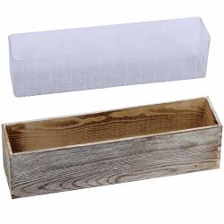 1 Pcs Wood Planter Box Rectangle Whitewashed Wooden Rectangular Planter Decorative Rustic Wooden Box With Inner Plastic Box - 17.3" L X 3.9" W