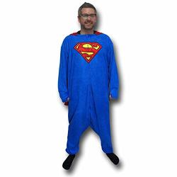 Superman Caped Men's Union Suit Pajamas Blue
