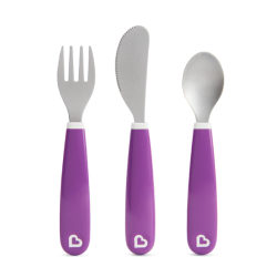 Munchkin Splash Toddler Fork Knife And Spoon Set - Purple