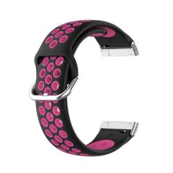 Silicone Sports Strap For Fitbit Versa 3 Versa 4 - Black & Rose Red