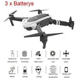 Cinhent Quadcopter Foldable Rc Drone 2.4G Gps Drone With Fpv Rc 1080P HD Camera Selfie Wifi Fpv Follow Me Quadcopter Altitude Hold Follow Me 3 Batteries