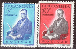 Columbia 1959 Bolivar Unmounted Mint 2 Single Stamps To Set Sg 964-5