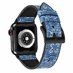 Watch Bands Compatible With Apple Watch Straps 38MM 40MM Men women Genuine Leather With Silicone Hybrid Design Comfortable Strap Compatible With Apple Watch Series 4 3 2 1