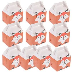 Nuobesty 10PCS Animal Party Favor Boxes Fox Cardboard Treat Box Portable Children Birthday Party Chocolate Goody Bags For Wild Woodland Jungle Theme Baby Shower