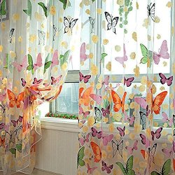 Panel Curtain Room Divider - 200 100CM Butterfly Print Sheer Window Panel Curtains Divider Bedroom Girls - Curtain Window Divider Room Curtains Panel