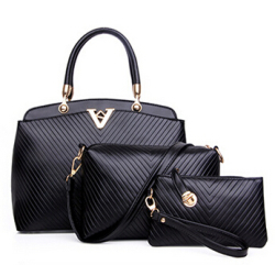 3 Pieces Set Star Loves Handbag Shoulder Bag Clutch. Stock In Za. Black Color