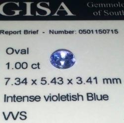 1.000ct Tanzanite G.i.s.a. Certified Intense Violet Blue Vb4 4 Vvs