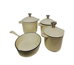 7 Piece Cast Iron Cookware pots - Cream