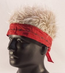 Red Barbed Wire Bandana With Blonde Hair