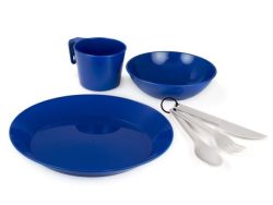 GSI Outdoors Cascadian 6-Piece Camping & Picnic Dinner Set for One in Blue