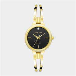 Anne Klein Gold Plated Black Dial Bracelet Watch