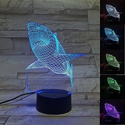 3d shark led night light