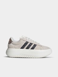 Adidas Womens Grand Court Suede White carbon Platform Sneakers