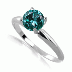 1 Carat Blue Diamond Ring In 14k Gold