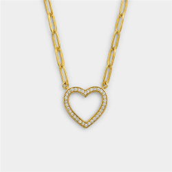 Goldair Gold Plated Sterling Silver Cubic Zirconia Open Heart Pendant