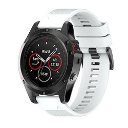 For Garmin Fenix 5X Gps Watch Sukeq Quick Release Soft Silicagel Replacement Kit Band Strap White