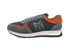 Men Grey Orange Suede canvas Lo-top Sneakers
