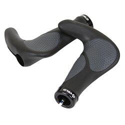 Velo VLG-1185AD3 Black gray Gel Bicycle Mtb Mountain Bike Horn Ergonomic Grips Handlebar Comfort Protector