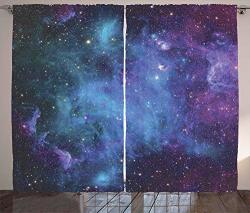 Ambesonne Outer Space Curtains Galaxy Stars In Space Celestial Astronomic Planets In The Universe Milky Way Living Room Bedroom Window Drapes 2 Panel Set