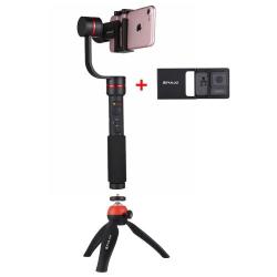 Puluz G1 3-AXIS Stabilizer Handheld Gimbal With Tripod Holder And Switch Mount Plate For Gopro An...