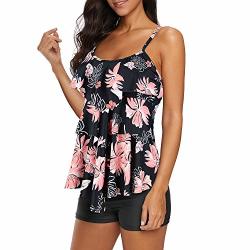 Zando Swimsuits For Women Two Piece Bathing Suits Printed Tankini Top With Boyshort Swimsuit Tummy Control Swimwear Modest Bathing Suit Plus Size Swimsuits For