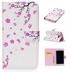Ooboom Samsung Galaxy A5 2017 Case Pu Leather Wallet Stand Magnetic Flip Cover Pouch With Card Slots Cash Packet For Samsung Galaxy A5 2017 - Peach Blossom