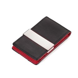 Rfid Shielding Credit Card Case With Money Clip - Black & Red