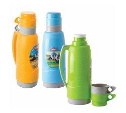 Vacuum Flask Plastic Body 1 Liter + 2 X Cup Pack Of 3
