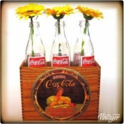 Wooden Crate With Mini Coke Bottles Retro