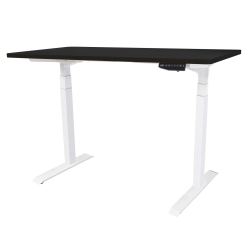 Tekdesk V2.0 Standing Desk - Electronic Height Adjustable White Frame - Matt Black Top + White Frame