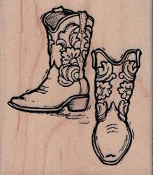 Serendipity SS1387E Cowboy Boots Wood Mounted Rubber Stamp