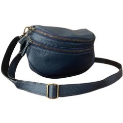 Navy Blue Genuine Leather Crossbody Sling Bag