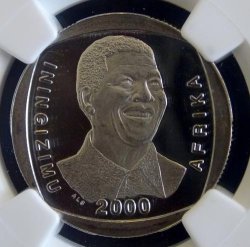 2000 R5 Nelson Mandela Smiley Ngc Graded PL66 Ultra Cameo Population Is Only 70