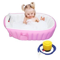 Signstek Baby Infant Travel Inflatable Non Slip Bathing Tub Bathtub Pink
