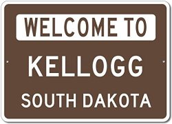 The Lizton Sign Shop Welcome To Kellogg South Dakota - Aluminum U.s. City State Novelty Sign - Brown - 10"X14