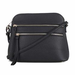 Sg Sugu Lightweight Medium Dome Crossbody Bag With Double Zipper Pockets For Woman Black