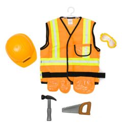 Construction Costume With Helmet & Accessories Orange Reflective