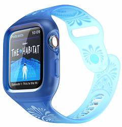 I-Blason Bands Designed For Apple Watch 4 Watch 5 44MM Flora Series Premium Hybrid Bumper Protective Case For Apple Watch Series 4 2018 Series 5 2019 Navy
