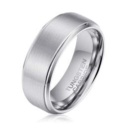 Men's Brushed Silver Tungsten Ring OY-R-101 - 13