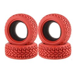 Lafeina 4PCS High Performance Rc Rally Car Grain Rubber Tires For 1:10 Rc On Road Car Traxxas Tamiya Hsp Hpi Kyosho Red